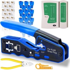 RJ45 Crimping Tool Kit, Ethernet Pass through Crimper, Network Cat5e Cat5 Cat6