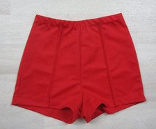 Vintage 60s 70s High Rise Hot Pants Shorts (XS) MOD Disco Polyester Red Pin Tuck