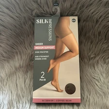 Silk Impressions Medium Support Sheer Tights Women XXXL Coffee Bean High Waisted