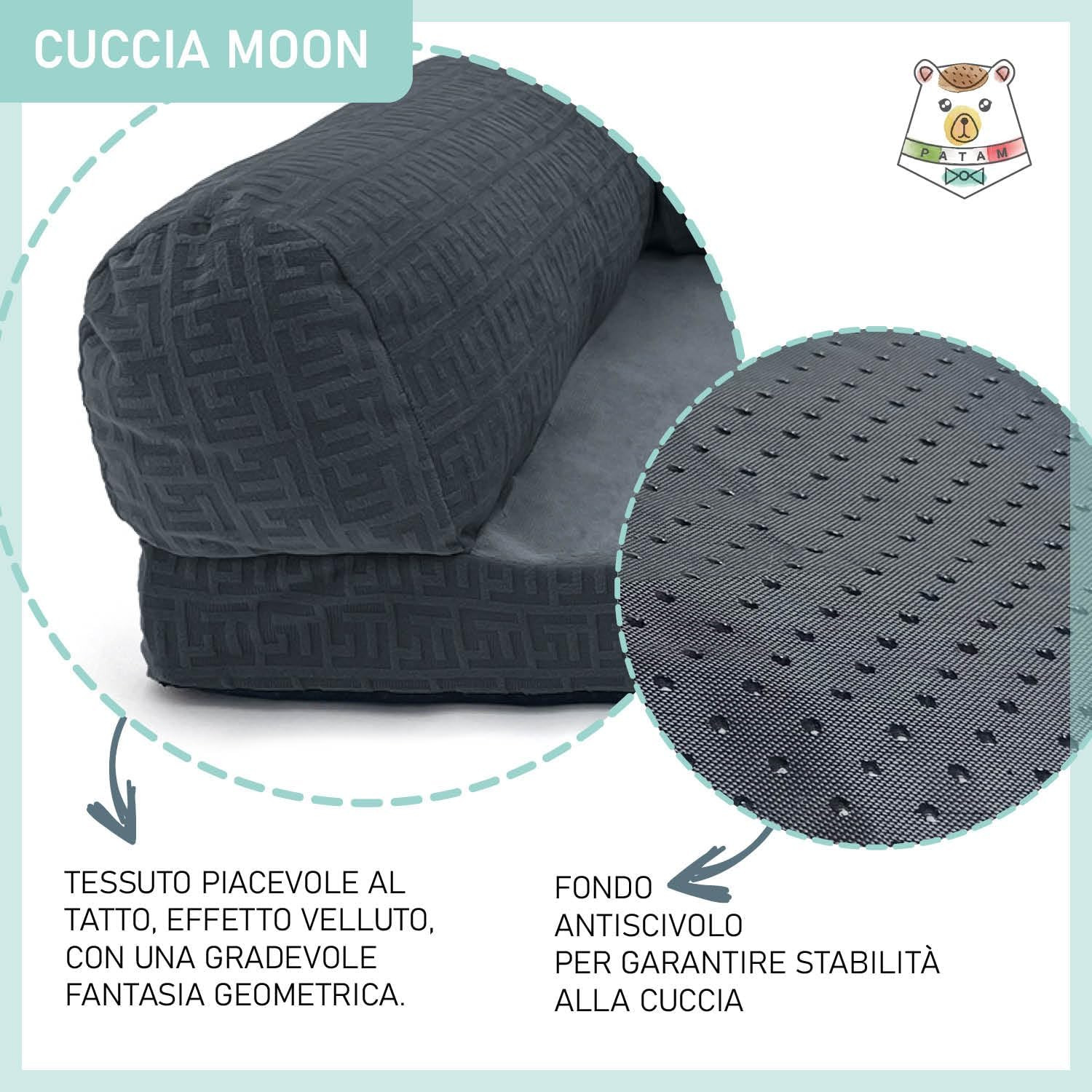 La Cuccia Perfetta Moon Grigio - Lettino Divano per Cani e Gatti Sfoderabile - 4