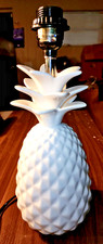 Pineapple Table Lamp White 14" Geometric Body w Silver Stem On/Off Cord Switch