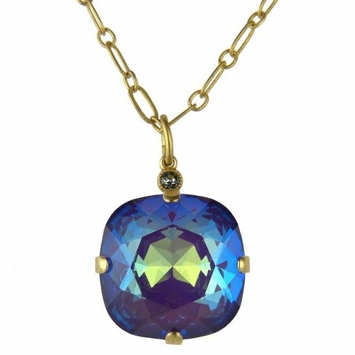 La Vie Parisienne Gold Crystal Necklace Mermaid Purple Blue Ruby1472G Popesco - Picture 8 of 12