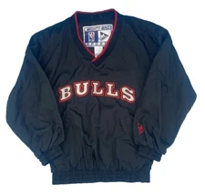 Vintage 90s Mighty-Mac Sports Chicago Bulls NBA Windbreaker Pullover Jacket: S