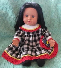 FEBER Doll Black Hair Blue Eyes Jointed 1992 SPAIN Dress Purse Tights