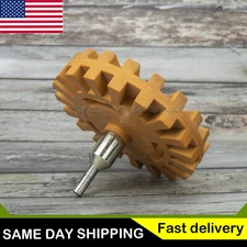 Decal Removal Eraser Wheel + Power Drill Arbor Adapter 4 inch Rubber Pinstripe