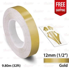GOLD 1/2" 12mm Roll PIN STRIPE Car Striping Trim Line TAPE Decal Vinyl Sticker