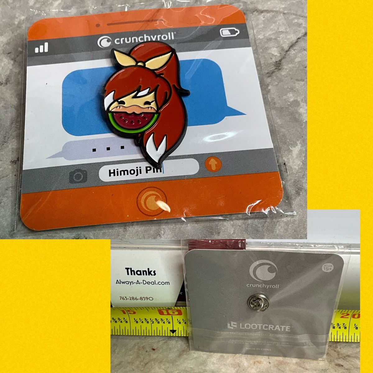 Crunchyroll Himoji Pin Loot Crate Anime Collectors Pin CRUNCHY ROLL RED HAIR