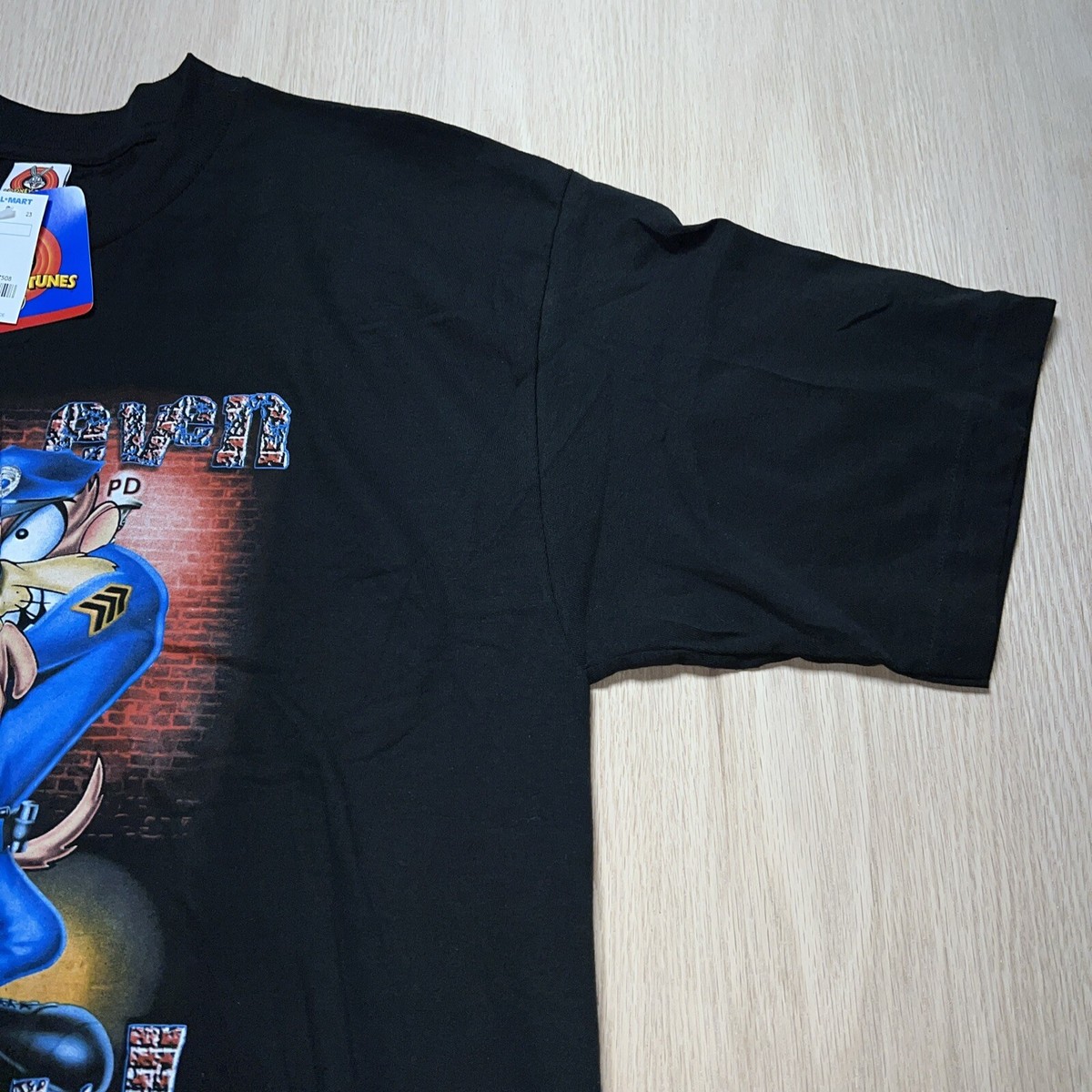 T-SHIRT LOONEY TUNES TAZMANIAN DEVIL LAW ENFORCEMENT - TAILLE L BLEU MARINE - OCCASION TRÈS BON ÉTAT