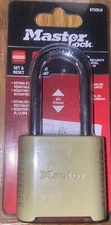 MASTER LOCK Model: 875DLH, Outdoor Combination Lock, 2 in. Shackle, Resettable