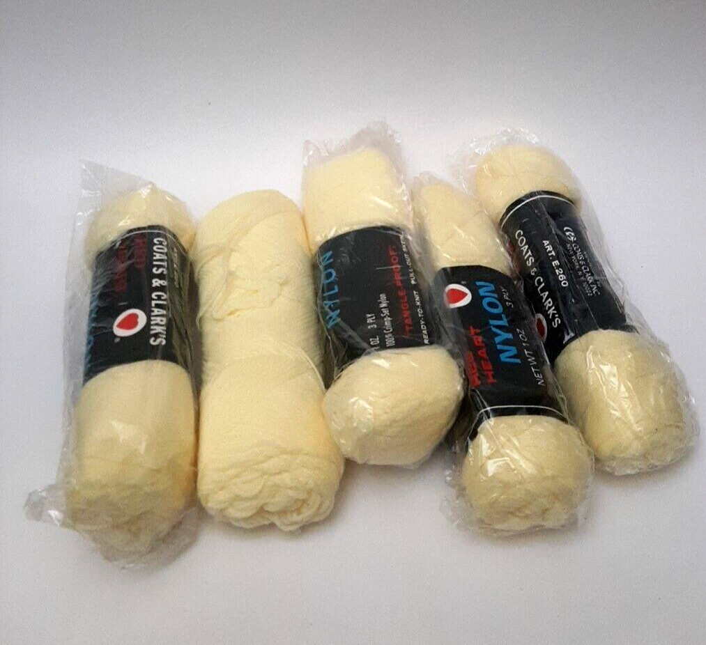 Coats & Clark Red Heart Nylon Yarn 3 ply 1oz Skeins Lot of 5 Maize Yellow