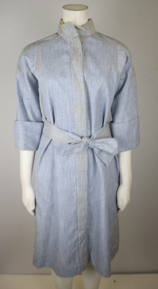 CINTURÓN DE VESTIR CAMISA AZUL Y AMARILLO VINTAGE AÑOS 70 SAKS FIVE AVENUE YOUNG DIMENSIONS Foto 3 de 4