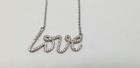Sterling Silver "LOVE" Necklace, CZ, Handmade and handset, Rhodium Plated
