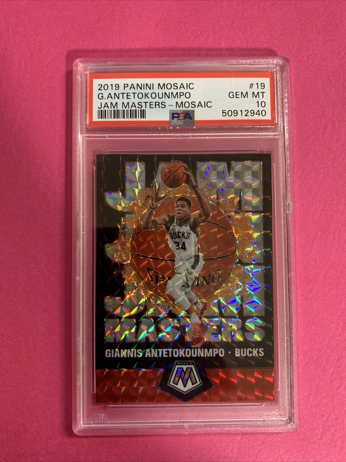 🐶 2019-20 Mosaic Giannis Antetokounmpo Jam Masters Mosaic Prizm #19 PSA 10