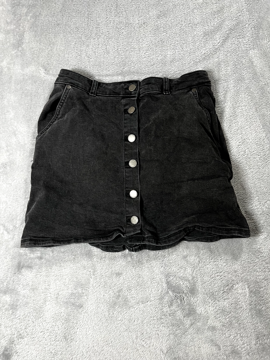Roxy denim Skirt Womens Black Small Cotton Button Front mini 90's