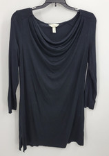 Soma Dress Womens XS Black Drape Neck Long Sleeve Soft Knit Comfy Shift