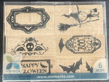 Momenta Wooden Rubber Stamp Halloween 6pc 23652