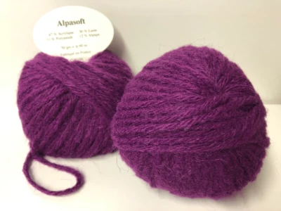 lot 10 pelotes de laine alpaga magenta 06/ fabriqué en France - Photo 1/3