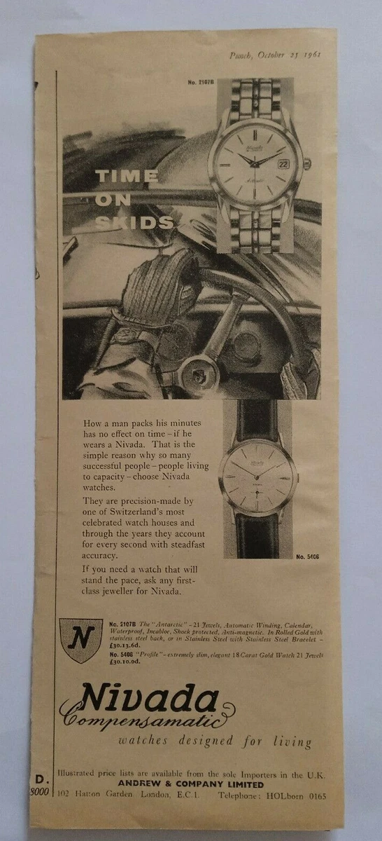 Original 1961 Nivada watch print Ad !!! | eBay