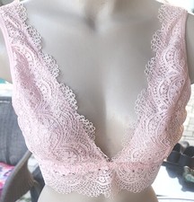Victorias Secret L Rare Vintage bra bralette   Pink Lace Cami Plunge Crochet
