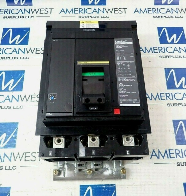 SQUARE D MGA36800 3 POLE CIRCUIT BREAKER 800A 600V 35kA@480V *TESTED