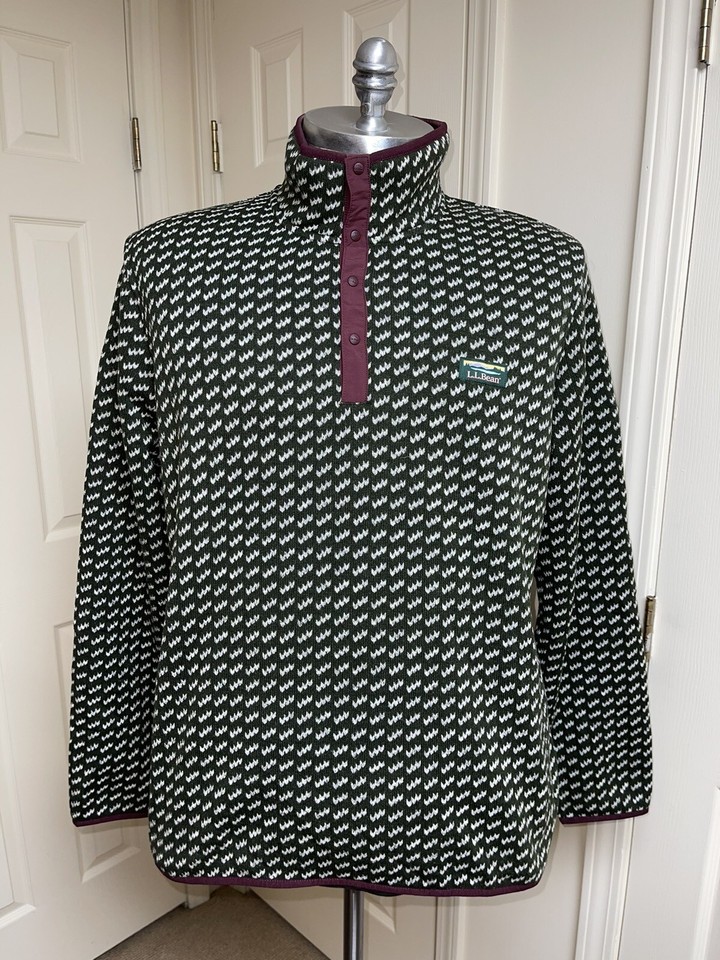 L.L. Bean Sweater Fleece Pullover Print Men’s Green/White Size XXL eBay