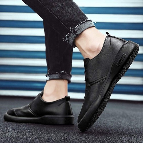 Men's Leather Shoes Business Casual Slip-on Dress Shoes Daily Wear Round Toe Fla - 第 4/12 張圖片
