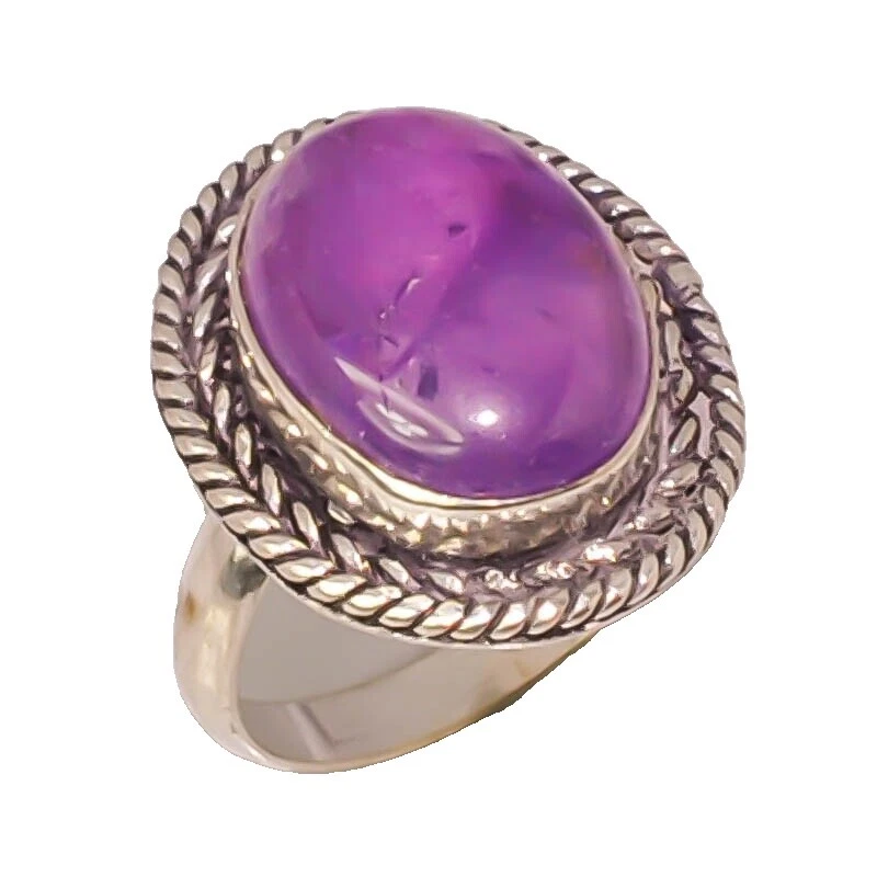 Anéis Folheado a Prata Ametista Moda Praia