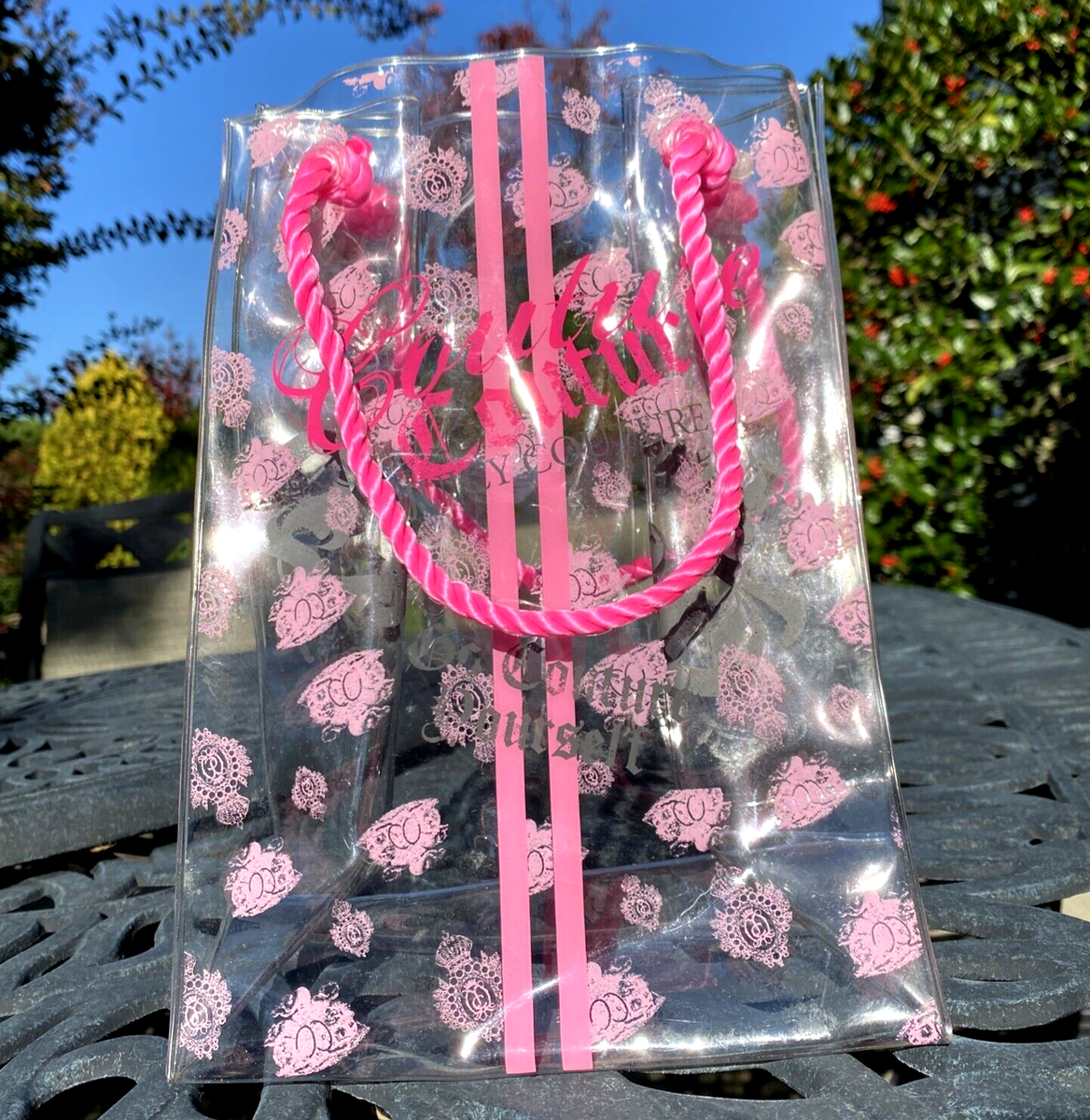 Y2K Vintage Juicy Couture Go Couture Yourself Clear Vinyl Pink Tote Bag  Purse