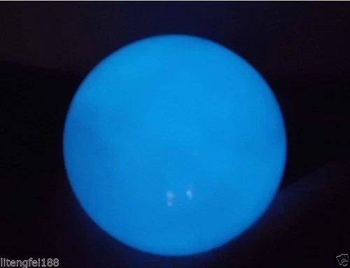 80-82mm blue Glow White Jade Stone Glow In The Dark Stone Ball 780g - Picture 2 of 4