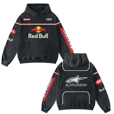 #ad Retro Bull Red Racing Washed Hoodie MotoGP World Champion Enthusiast Apparel $58.99
