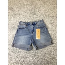 Risen Jeans Womens Cuffed HR Short Light Wash Denim RDS6155SZ Size S