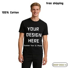 Custom Unisex Cotton T-Shirts Personalized Text Logo Soft Tee S-3XL