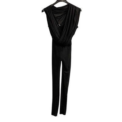み Ktoo Jumpsuit Womens S Black Sheer Mesh Layered Fitted Flare