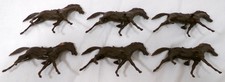 Vintage Marx 6 Plastic 2.5" Brown Galloping Sculpted Saddles Horse Figure Lot