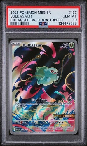 Bulbasaur 133/132 Mega Evolution Stamped Box Topper PSA 10 Gem Mint 💎