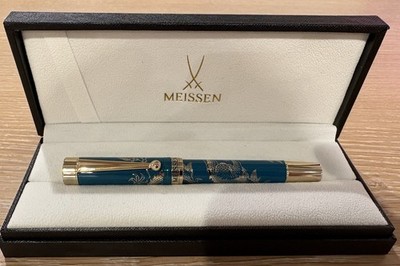 Füllfederhalter, Meissen Füller,Petrol/Gold, vergoldete Feder, Geschenk-Box, NEU