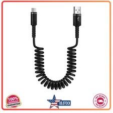 Fast Charger Cable Coiled USB C for Car 3FT Android Auto Type A to C Phone