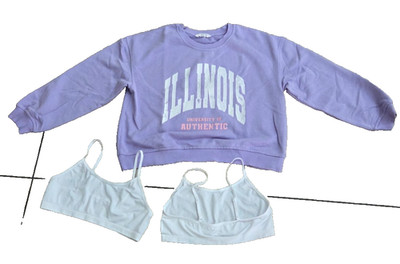 Mango Sweatshirt lila und 2 Bustiers weiß GR. XS/S