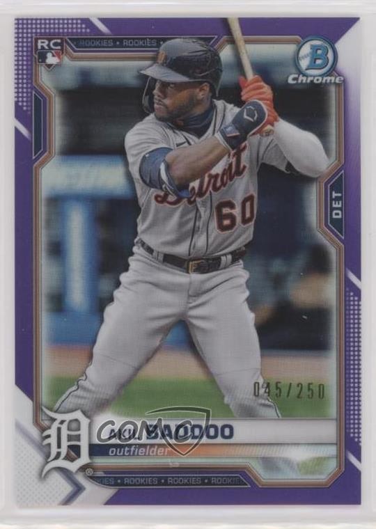 2021 Bowman Chrome Purple Refractor 45/250 Akil Baddoo #34 g1z