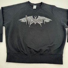 Disney Maleficent Graphic / Rhinestone Black Crewneck Sweatshirt XL Anime Style