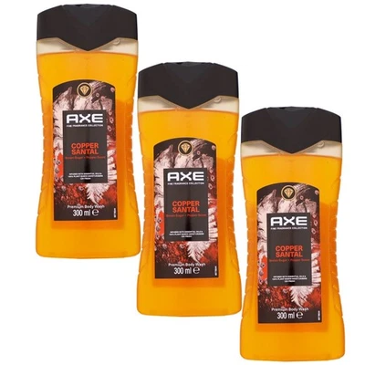 Axe Copper Santal Brauner Zucker & Pfeffer 3 x 300 ml Duschgel Showergel Set
