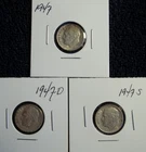 Roosevelt Dime lot  1947  P-D-S   90% Silver (Lot of 3)  (NR)