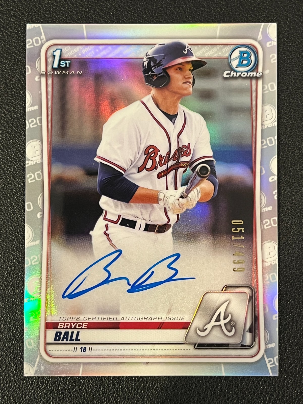 Bryce Ball 2020 Bowman Chrome 1st Auto Refractor /499 Braves
