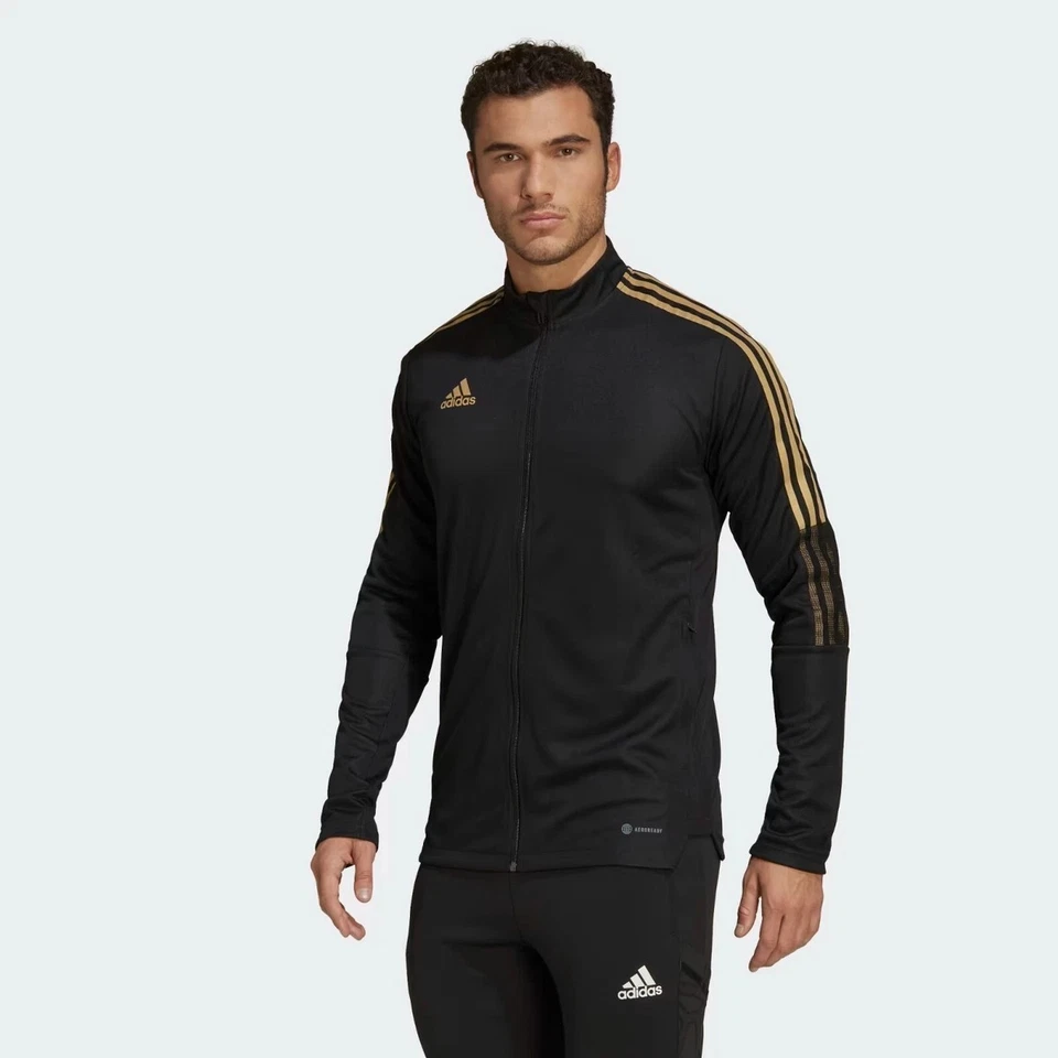 Chaqueta de Entrenamiento Adidas Para Hombre Tiro 21 Negra Reflectante Dorada Talla LT Foto 3 de 4