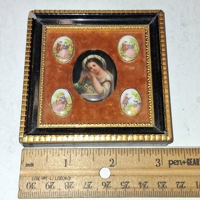 Vintage Mid Century Rococo Fragonard Revival Miniature Porcelain Portrait Frame