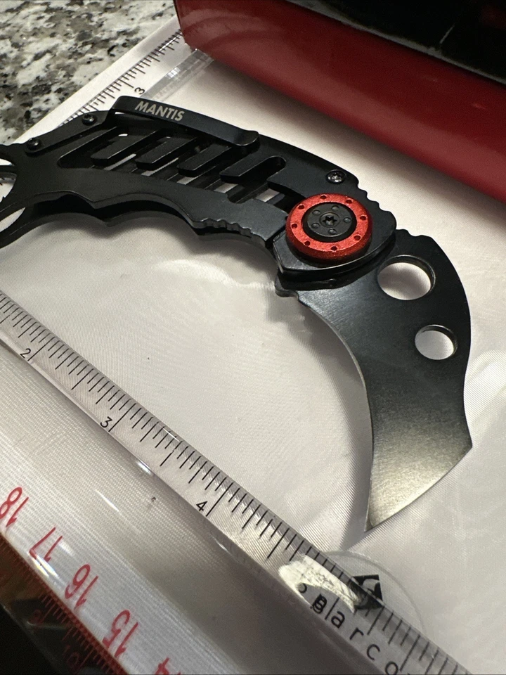 Mantis Cinq 1 Karambit Black/ Red Folding Pocket Knife Stainless Blade MK1 - Image 4 of 4