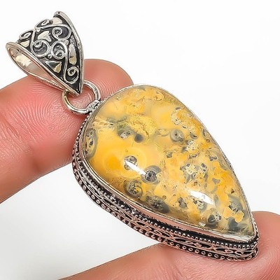 Natural Bird Eye Jasper Gemstone 925 Silver Plated Pendant 2.15'' Tp7785-444