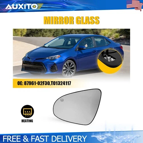 Driver Left Side Heated Mirror Glass Fit Toyota Corolla 2014 2015 2016 2017 2018