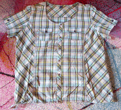 CECIL Tunika Bluse Damen Gr. XXL (46/48) grün türkis gestreift, kurzarm