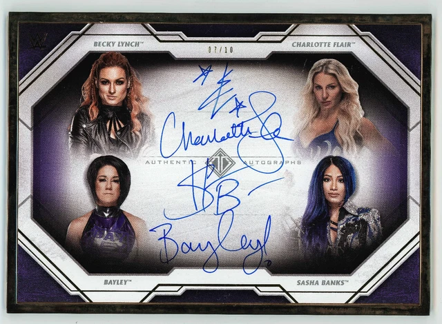 2021 Topps Transcendent WWE Horsewomen Quad Auto Lynch Flair Bayley Banks /10